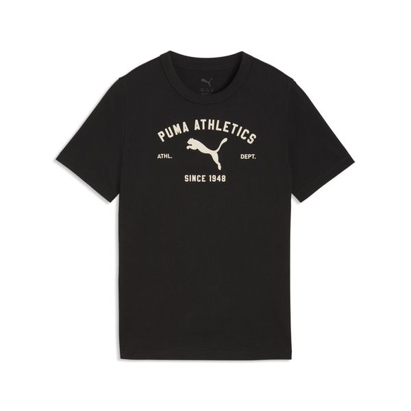 Młodzieżowa koszulka PUMA Class z grafiką PUMA. Czarna bluzki Puma, m, bez wzorów, młodzieżowe, bez kołnierzyka, bez ramiączek. Za 89.00 zł.