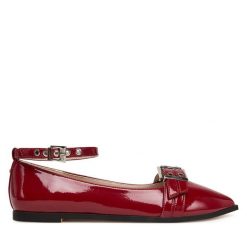 Baleriny Buffalo. Czerwone baleriny Buffalo, bez wzorów, bez obcasa. Za 349.99 zł.