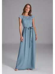 SWING Sukienka w kolorze błękitnym rozmiar: 30. Niebieskie sukienki Swing, bez wzorów, z koronki, bez kołnierzyka, bez ramiączek, maxi. Za 260.99 zł.