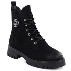 Botki ocieplane zamszowe damskie czarne Potocki Z25-SZ12672. Czarne botki POTOCKI, bez wzorów, ze skóry ekologicznej, bez obcasa, bez zapięcia. Za 199.99 zł.