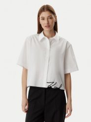 KARL LAGERFELD Koszula B2W11017 Biały Loose Fit. Białe koszule KARL LAGERFELD, bez wzorów, z bawełny, bez kołnierzyka, bez ramiączek. Za 779.99 zł.