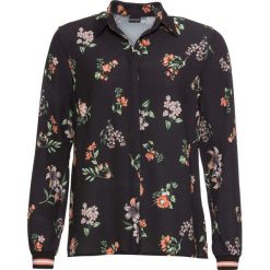 Bluzka z kontrastowymi paskami bonprix czarny w kwiaty. Czarne bluzki bonprix, bez wzorów, biznesowe, bez kołnierzyka, bez ramiączek. Za 44.99 zł.