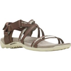 Sandały Turystyczne Lifestyle Damskie Merrell Terran 3 Cush Lattice. Czarne sandały Merrell, bez wzorów, sportowe, bez obcasa, bez zapięcia. Za 259.99 zł.
