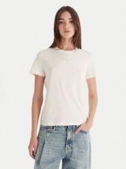 Tommy Jeans T-Shirt Linear DW0DW21964 Écru Regular Fit. T-shirty Tommy Jeans, xxs, bez wzorów, z jeansu, bez kołnierzyka, bez ramiączek. Za 129.99 zł.