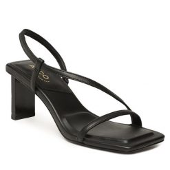 Sandały Aldo. Czarne sandały Aldo, bez wzorów, bez obcasa, na słupku, bez zapięcia. Za 239.99 zł.