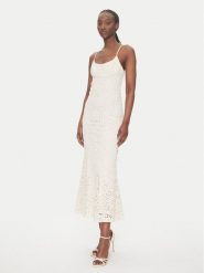 BARDOT Sukienka koktajlowa 57998DB6 Écru Slim Fit. Sukienki Bardot, bez wzorów, z bawełny, wizytowe, bez kołnierzyka, bez ramiączek. Za 409.99 zł.