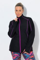 Damskie Bluza funkcyjna hydrofobowa stójka. Czarne bluzy sportowe Ulla Popken, plus size, bez wzorów, z elastanu, bez kaptura. Za 389.99 zł.
