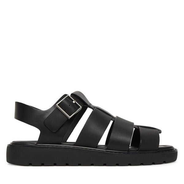 Sandały Calvin Klein. Czarne sandały Calvin Klein, bez wzorów, bez obcasa, na płaskiej podeszwie, bez zapięcia. Za 391.99 zł.