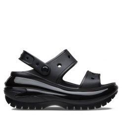Sandały Crocs. Czarne sandały Crocs, bez wzorów, bez obcasa, na koturnie, bez zapięcia. Za 279.99 zł.