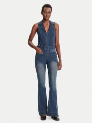 Desigual Kombinezon Glenn 25WWDD07 Granatowy Regular Fit. Niebieskie sukienki Desigual, s, bez wzorów, z bawełny, bez kołnierzyka, bez ramiączek. Za 749.99 zł.