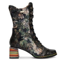 Botki Laura Vita. Czarne botki Laura Vita, bez wzorów, bez obcasa, na słupku, bez zapięcia. Za 709.99 zł.