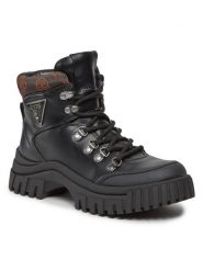 Guess Botki Lofira FL8LOF ELE12 Czarny. Czarne botki Guess, z aplikacjami, ze skóry, bez obcasa, na płaskiej podeszwie, bez zapięcia. Za 749.99 zł.