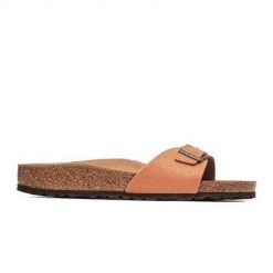 Klapki damskie Birkenstock Madrid. Klapki Birkenstock, bez wzorów, z materiału, bez obcasa. Za 383.30 zł.
