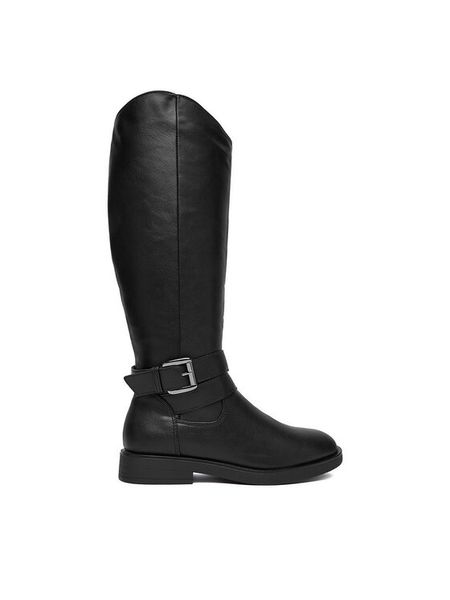 JENNY Kozaki CEO-WS17330-04 Czarny. Czarne kozaki Jenny, z materiału, bez obcasa, na płaskiej podeszwie, bez zapięcia. Za 219.99 zł.