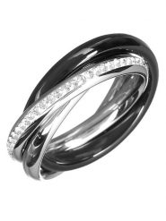 MENTHE À L'O Pierścionek z kryształami rozmiar: 64. Czarne pierścionki MENTHE À L'O, z kryształem, ceramiczne. Za 139.95 zł.