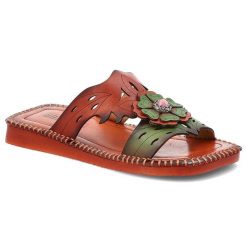 Klapki damskie Artiker, cholewka ze skóry naturalnej licowej wsuwany fason na płaskiej podeszwie, czerwone, 58C1008. Czerwone klapki Artiker, bez wzorów, ze skóry, bez obcasa, na płaskiej podeszwie. Za 279.00 zł.