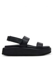 Pollini Sandały SA16155G1MTL0000 Czarny. Czarne sandały Pollini, bez wzorów, ze skóry, bez obcasa, na płaskiej podeszwie, bez zapięcia. Za 1,099.00 zł.