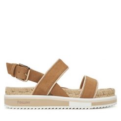 Sandały Pollini. Brązowe sandały Pollini, bez wzorów, bez obcasa, na płaskiej podeszwie, bez zapięcia. Za 1,169.00 zł.
