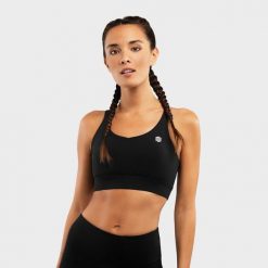Stanik sportowy Fitness Damski Pacemaker- Wysokie wsparcie. Czarne bielizna sportowa SIROKO, xs, bez wzorów, z nylonu. W wyprzedaży za 90.95 zł.