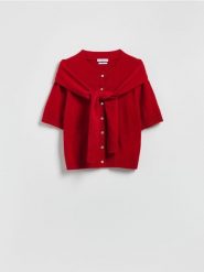 Kardigan z wełną - czerwony. Czerwone kardigany Reserved, l, bez wzorów, z dzianiny. Za 149.99 zł.