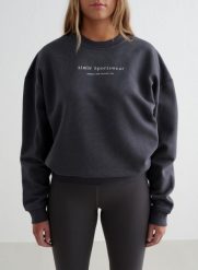 Damska bluza dresowa czesana, luźny krój Serif ciemna szarość. Szare bluzy AIM'N, s, bez wzorów, z bawełny, bez kaptura. Za 339.00 zł.