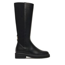 Kozaki TWINSET. Czarne kozaki Twinset, bez obcasa, na płaskiej podeszwie, bez zapięcia. Za 1,229.00 zł.