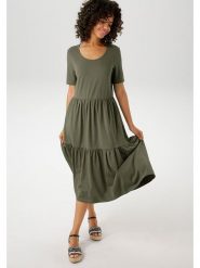 Aniston Sukienka w kolorze khaki rozmiar: 40. Brązowe sukienki Aniston, bez wzorów, bez kołnierzyka, bez ramiączek, midi. Za 74.46 zł.