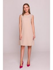 Stylove Sukienka w kolorze beżowym rozmiar: XXL. Brązowe sukienki Stylove, na co dzień, xxl, bez wzorów, bez kołnierzyka, bez ramiączek, mini, proste. Za 259.95 zł.