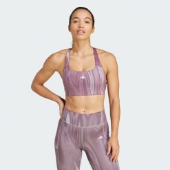 Biustonosz Powerimpact Training Medium-Support 3-Stripes. Fioletowe bielizna sportowa Adidas, bez wzorów, z materiału. Za 229.00 zł.