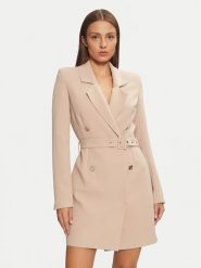 Guess Sukienka koktajlowa Leonie W4BK46 WGLO2 Beżowy Regular Fit. Brązowe płaszcze Guess, xl, z aplikacjami, z syntetyku, wizytowe, bez kołnierzyka, bez ramiączek. Za 499.99 zł.