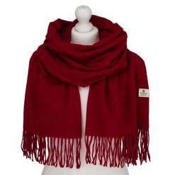 Elegancki, czerwony szalik damski z poliestru - Peterson. Czerwone szaliki Peterson, na jesień, bez wzorów, eleganckie. Za 54.99 zł.