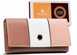 Portfel skórzany Peterson [DH] PTN RD-12-GCL-S różowy. Czerwone portfele Peterson, bez wzorów, ze skóry. Za 91.99 zł.
