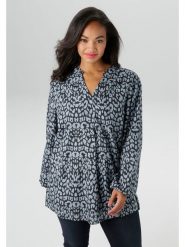 Aniston Bluzka w kolorze niebiesko-czarnym rozmiar: 46. Czarne bluzki Aniston, bez wzorów, z wiskozy, bez kołnierzyka, bez ramiączek. Za 82.99 zł.