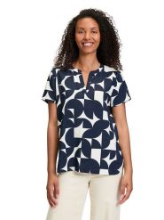 BETTY & CO Bluzka w kolorze granatowo-białym rozmiar: 36. Niebieskie bluzki Betty & Co, bez wzorów, bez kołnierzyka, bez ramiączek. Za 55.95 zł.