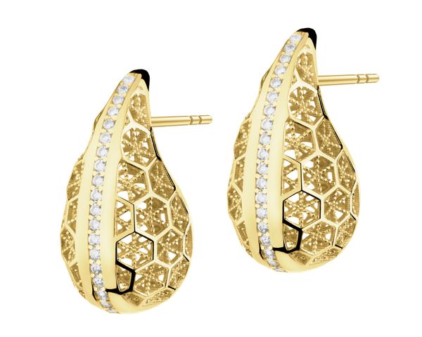 Złote kolczyki z cyrkoniami - łezki. Żółte kolczyki Apart, z cyrkonią, złote. Za 2,799.00 zł.