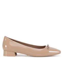 Baleriny Gino Rossi. Brązowe baleriny Gino Rossi, bez wzorów, bez obcasa. Za 139.99 zł.
