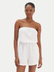 Seafolly Kombinezon Crinkle 55537-PS Biały Regular Fit. Białe sukienki Seafolly, l, bez wzorów, z bawełny, bez kołnierzyka, bez ramiączek. Za 389.99 zł.