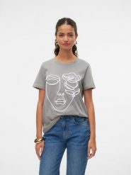 Vero Moda Koszulka w kolorze szarym rozmiar: XS. Szare bluzki Vero Moda, xs, bez wzorów, z bawełny, bez kołnierzyka, bez ramiączek. Za 48.28 zł.