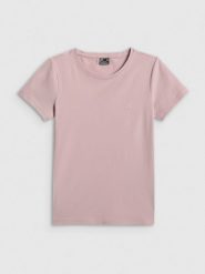 4F T-shirt slim gładki damski - różowy XXL. Czerwone t-shirty 4f, xxl, bez wzorów, z dzianiny, bez kołnierzyka, bez ramiączek. Za 49.99 zł.