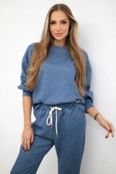 Komplet masełko bluza + spodnie jeansowy melanż. Bluzy KESI, l, bez wzorów, z dresówki, bez kaptura. Za 342.93 zł.