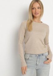 Beżowy Klasyczny Sweter z Wiskozą Oleva. Brązowe swetry Born2be, m, bez wzorów, z jeansu, bez ramiączek. Za 49.99 zł.