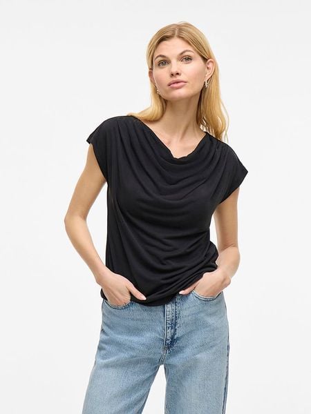 Vila Koszulka w kolorze czarnym rozmiar: S. Czarne bluzki Vila, s, bez wzorów, bez kołnierzyka, bez ramiączek. Za 78.84 zł.