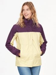 Marmot Kurtka funkcyjna "PreCip Eco" w kolorze kremowo-fioletowym rozmiar: XL. Brązowe kurtki sportowe Marmot, xl, bez wzorów, z materiału, bez kaptura, outdoorowe. Za 162.49 zł.