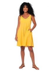 Aller Simplement Sukienka w kolorze żółtym rozmiar: 34-40. Żółte sukienki Aller Simplement, bez wzorów, z bawełny, bez kołnierzyka, bez ramiączek, mini. Za 78.99 zł.