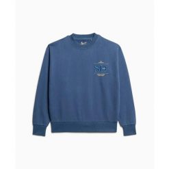 Damska bluza o luźnym kroju Superdry Luxe. Niebieskie bluzy sportowe Superdry, bez wzorów, bez kaptura. Za 299.90 zł.