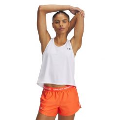 Damski tank top Under Armour Tech Swing. Białe topy Under Armour, bez wzorów, bez kołnierzyka, bez ramiączek. Za 179.50 zł.