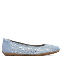 Baleriny Caprice. Niebieskie baleriny Caprice, bez wzorów, bez obcasa. Za 339.99 zł.