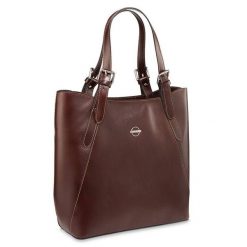 Skórzany tote bag BETLEWSKI BVP-110 brązowy. Brązowe torebki klasyczne Betlewski, bez wzorów, ze skóry, bez dodatków. Za 417.99 zł.