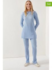 Olalook 2-częściowy zestaw w kolorze błękitnym rozmiar: XL. Niebieskie swetry Olalook, xl, bez wzorów, ze splotem, bez ramiączek. Za 65.99 zł.