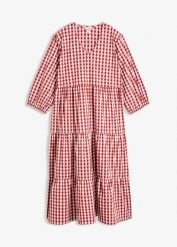 Sukienka tunikowa z grubszej mieszanki bawełny. Czerwone sukienki bonprix, bez wzorów, z bawełny, bez kołnierzyka, bez ramiączek. Za 149.99 zł.